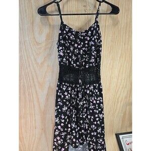 Ambiance Romper Dress Womens Size  XS 1 Black Pink Floral